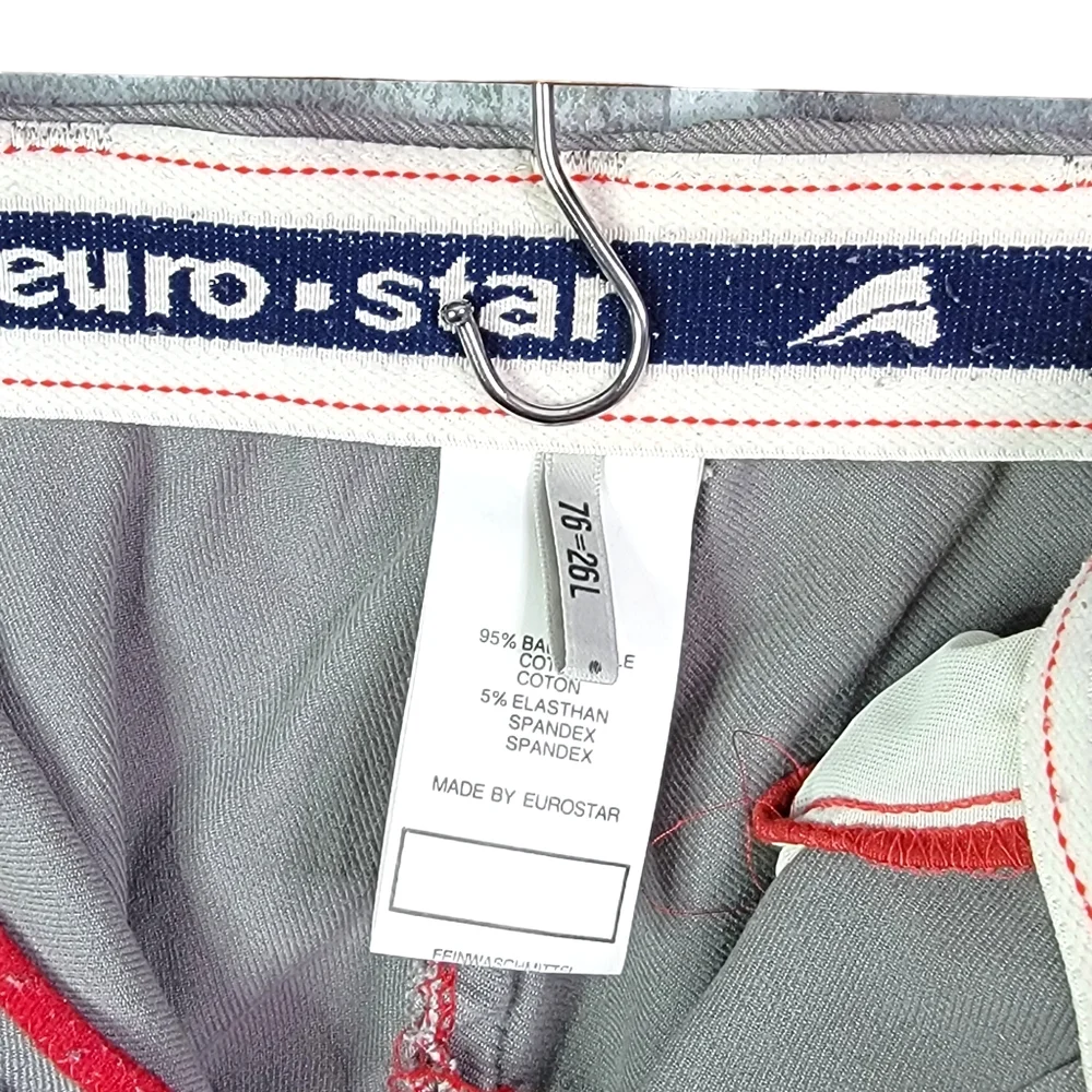 Euro-Star Gray Red Plaid Full Seat Suede Breeches Horse Riding Equestrian Pants